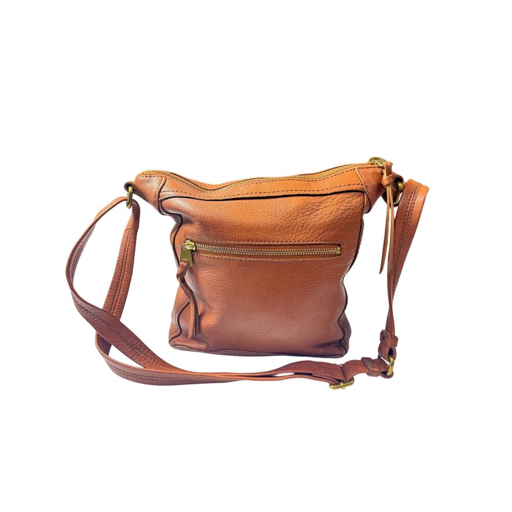 The Sak Collective Brown Pebbled Leather Crossbody Shoulder Bag Boho Zip
